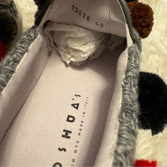 NEW❗️Joshua Sanders Grey Wool Blend Pom Pom Slip On Sneakers - Picture 6 of 9